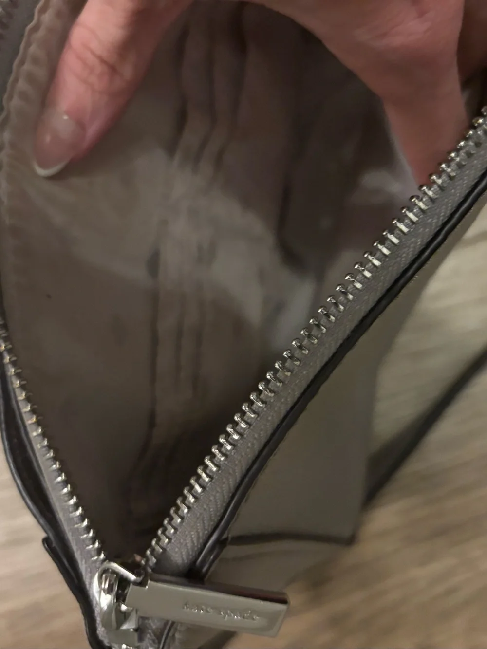 kate spade Talia Taupe Leather Pebbled Bow Crossbody Bag